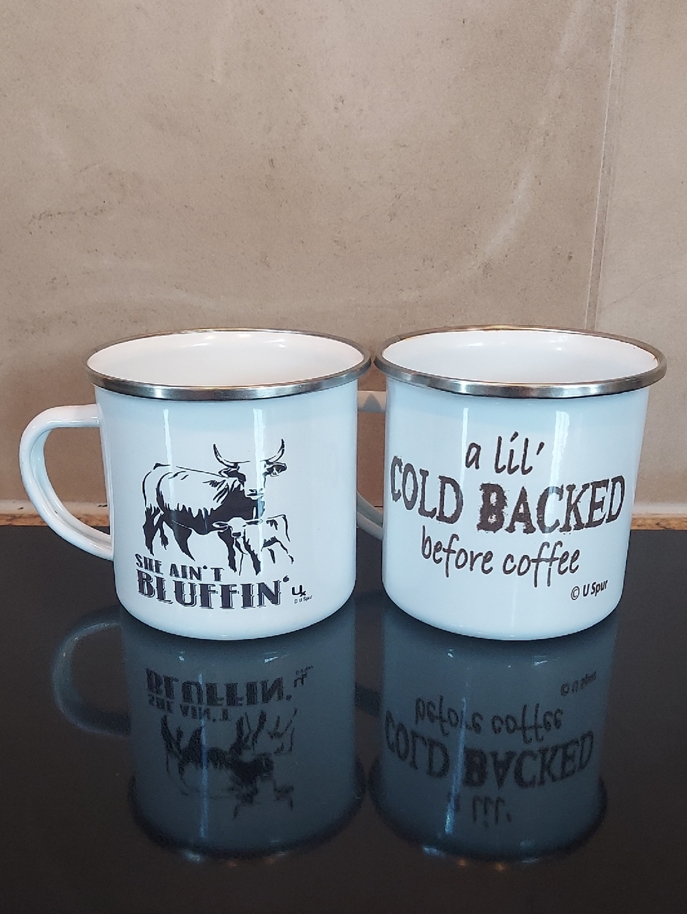 Cowgirl Theme Tin Coffee Cups